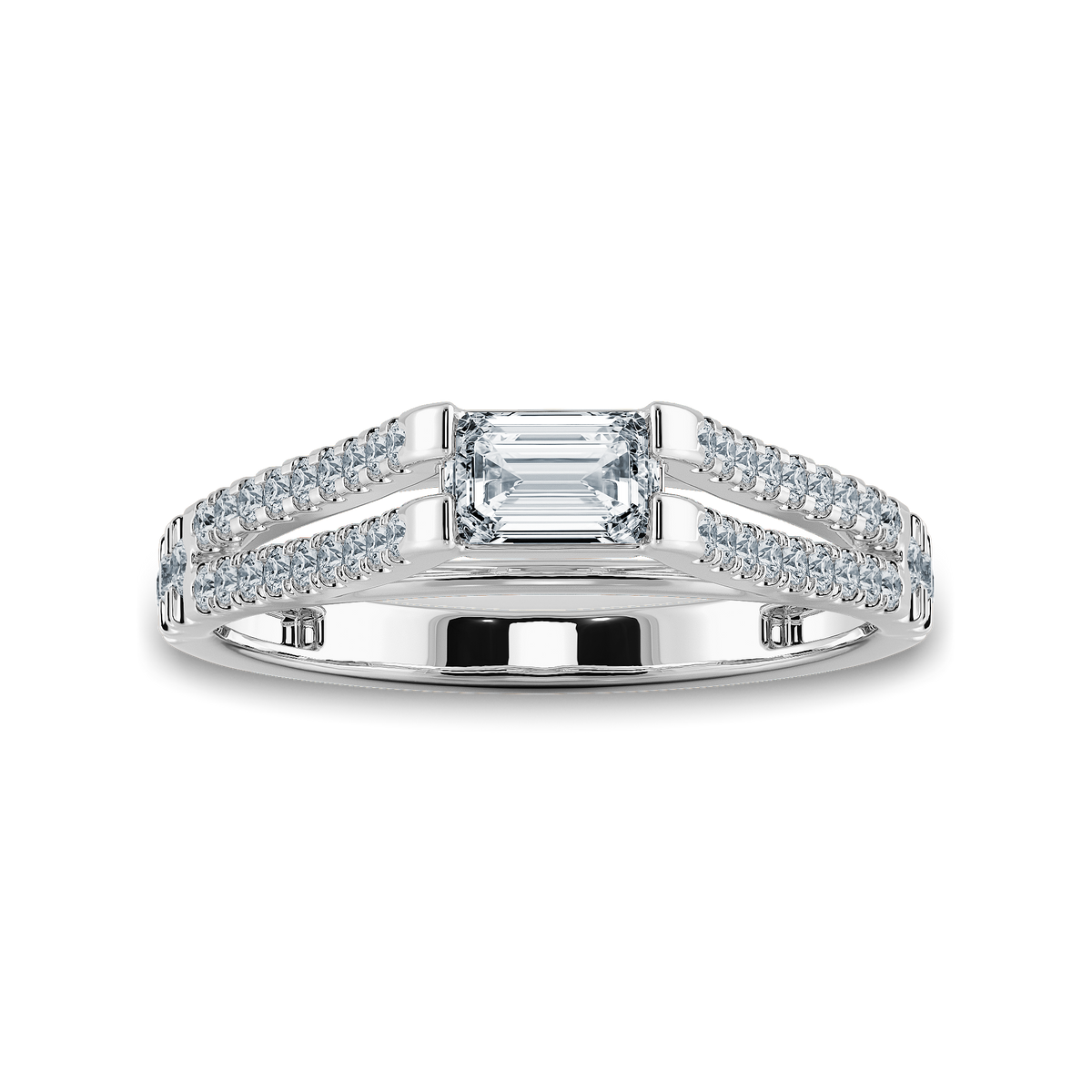 Emerald Ring in Pave Setting