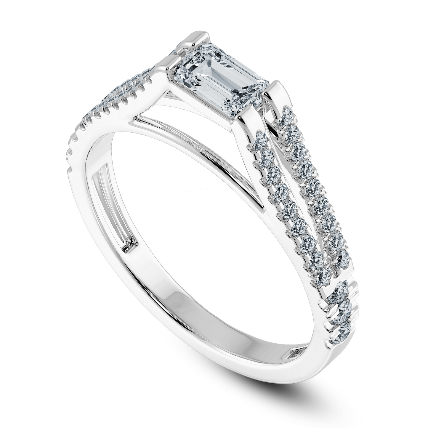 Emerald Ring in Pave Setting