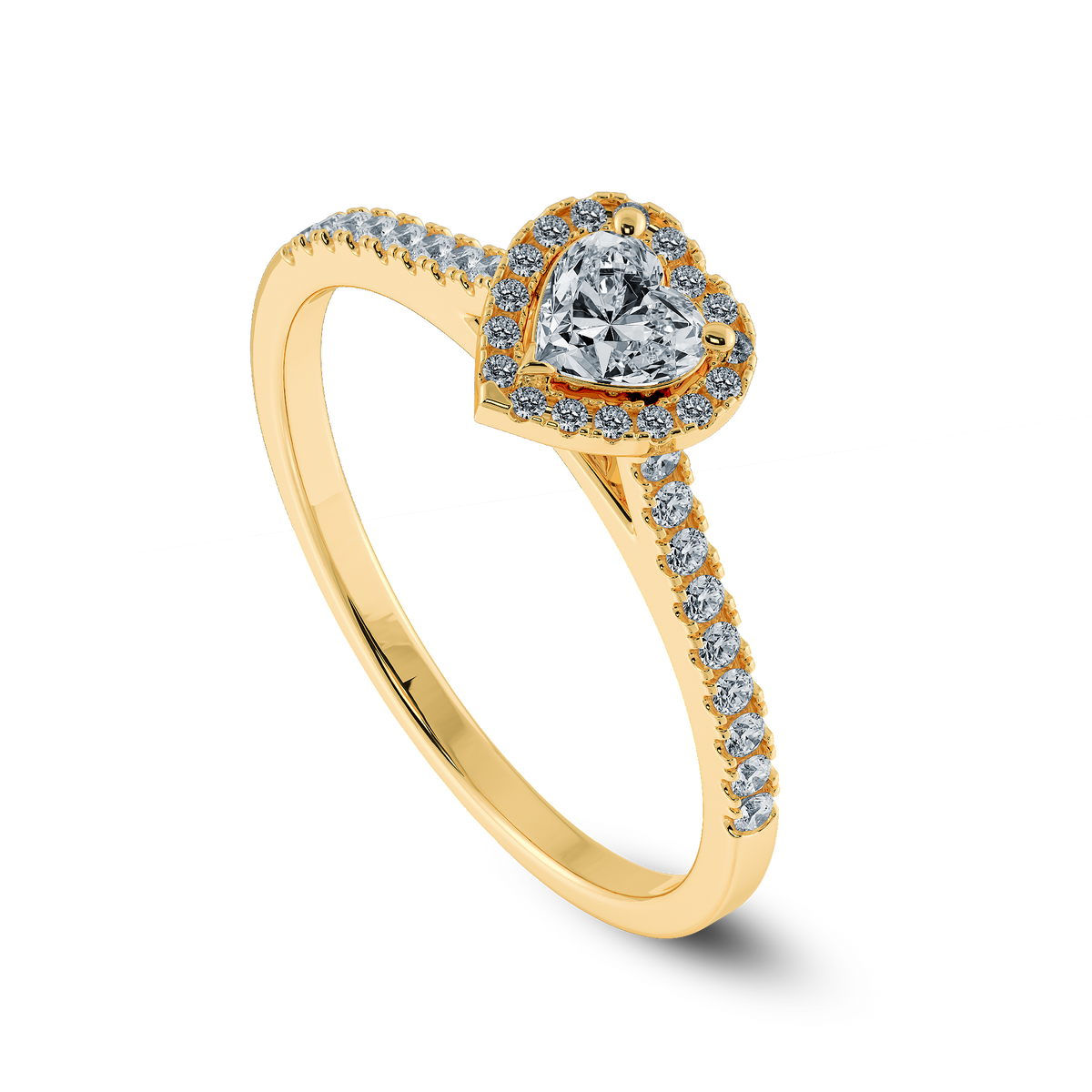 Heart Ring in Halo Pave Setting
