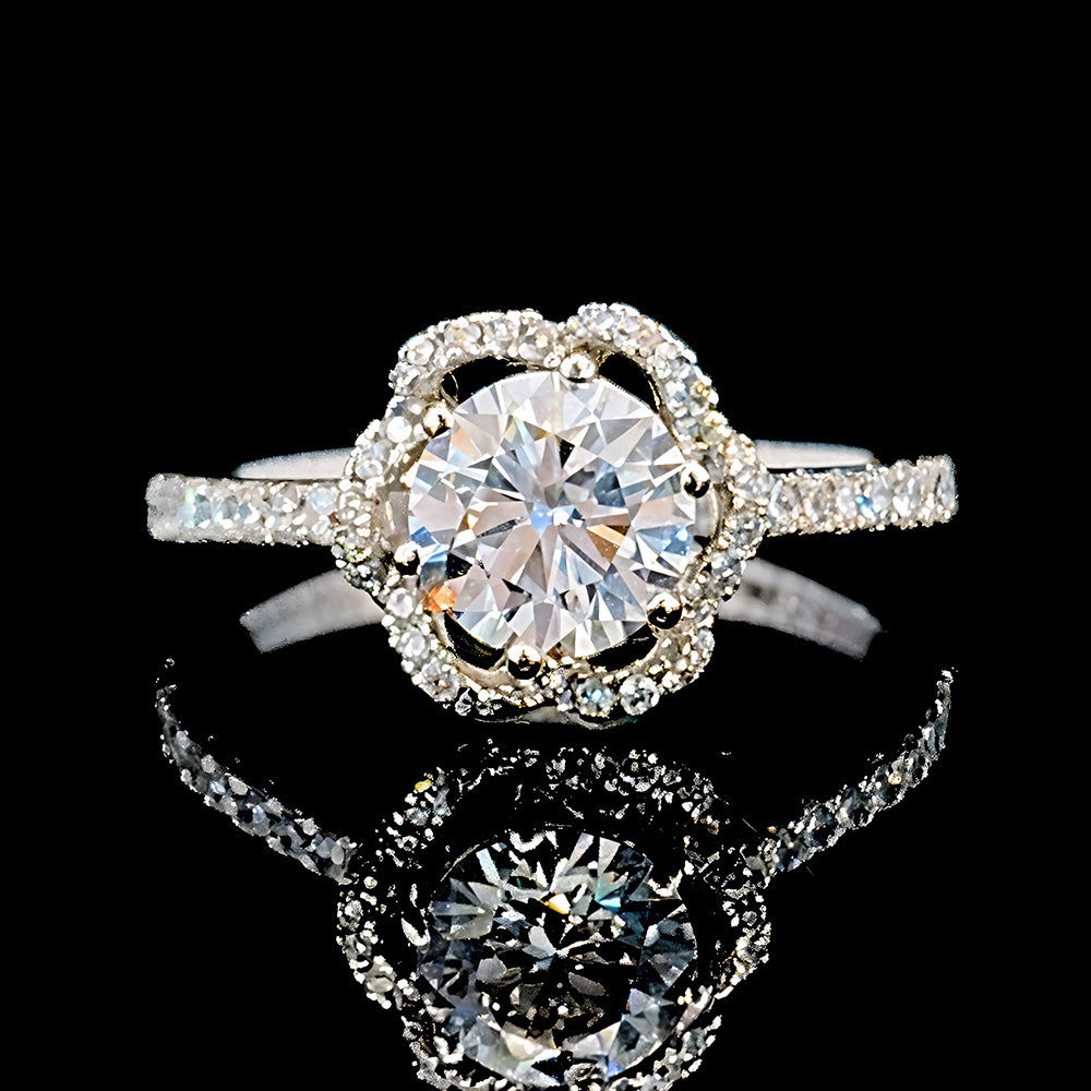 Flower halo Solitaire Ring