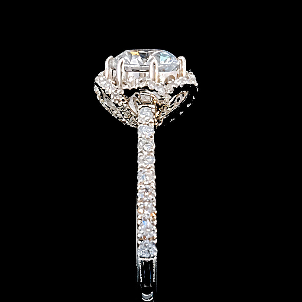 Flower halo Solitaire Ring