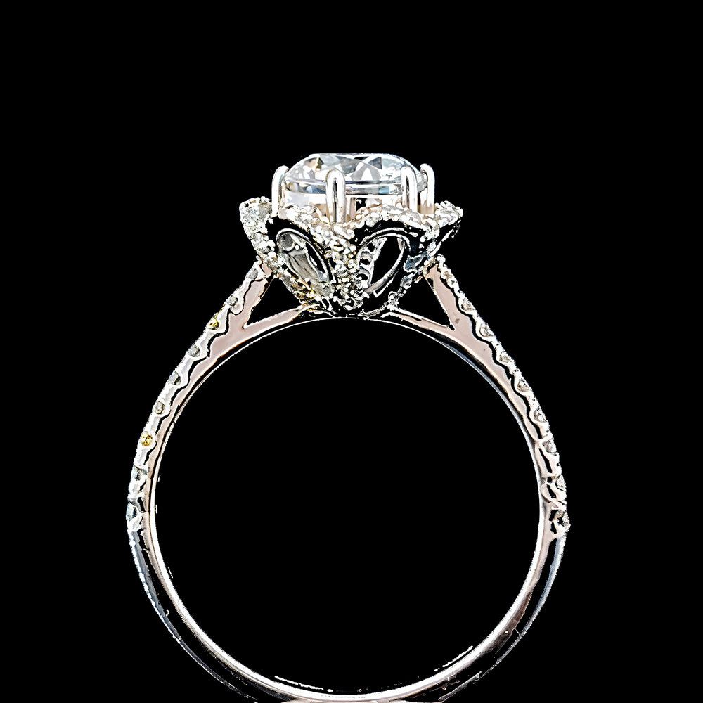 Flower halo Solitaire Ring