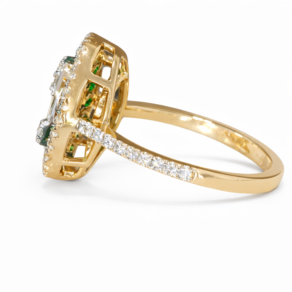 Emerald Halo Ring