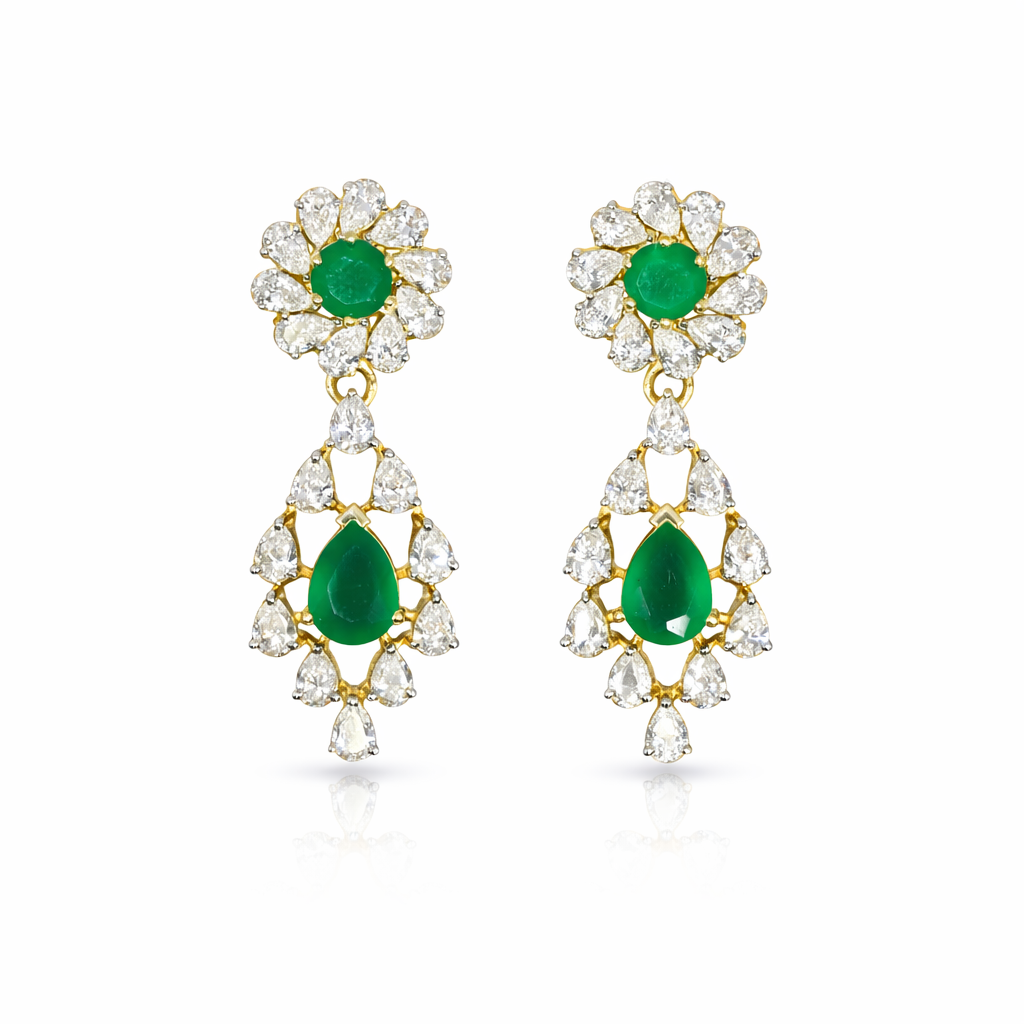 Emerald chandelier drop earring