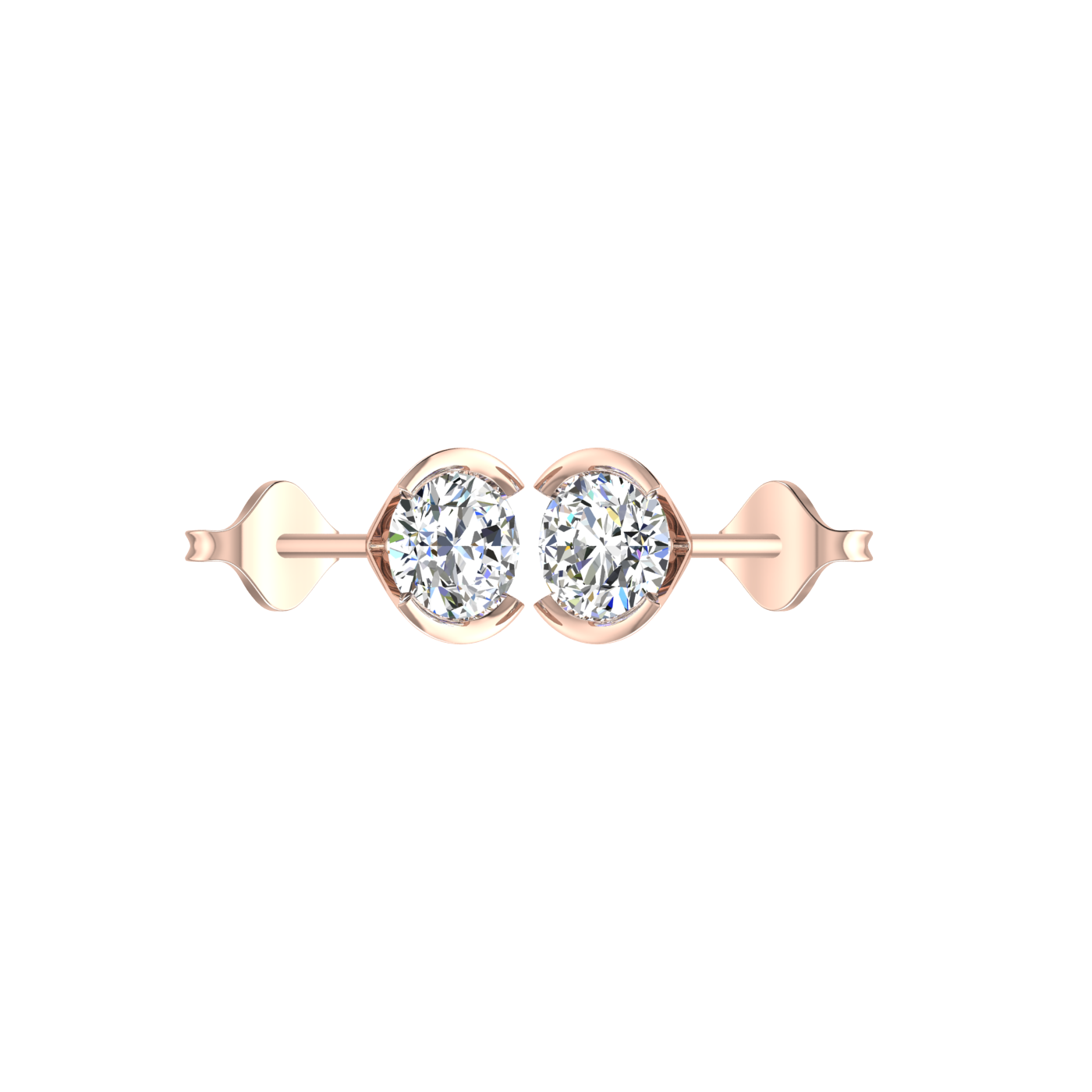 Semi bezel set Round Earrings