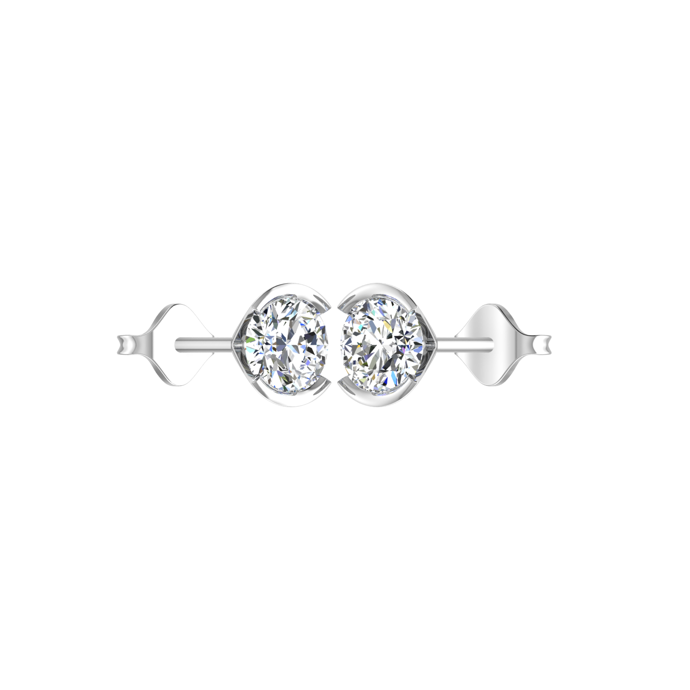 Semi bezel set Round Earrings