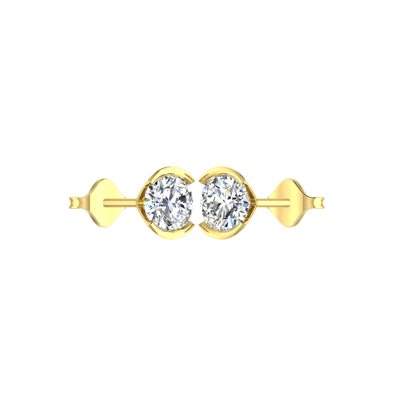 Semi bezel set Round Earrings