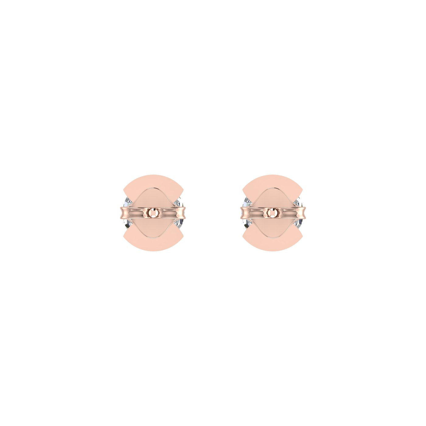 Semi bezel set Round Earrings