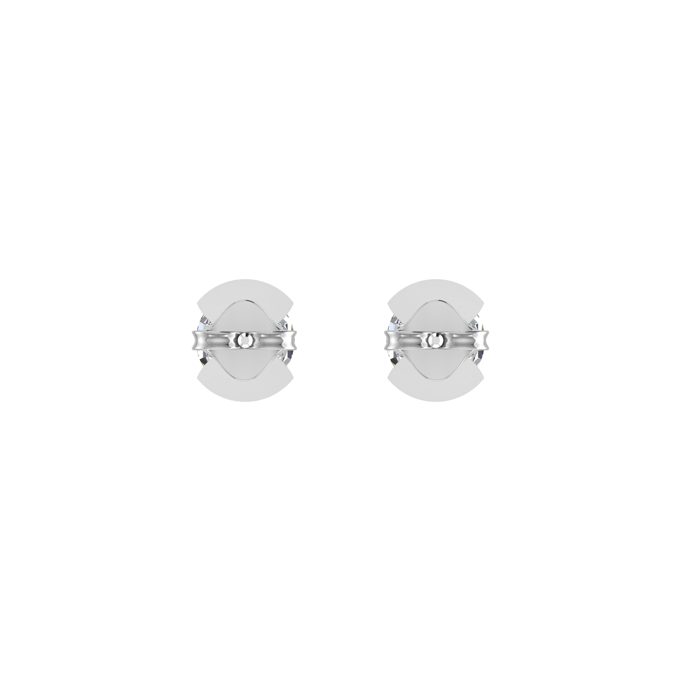 Semi bezel set Round Earrings