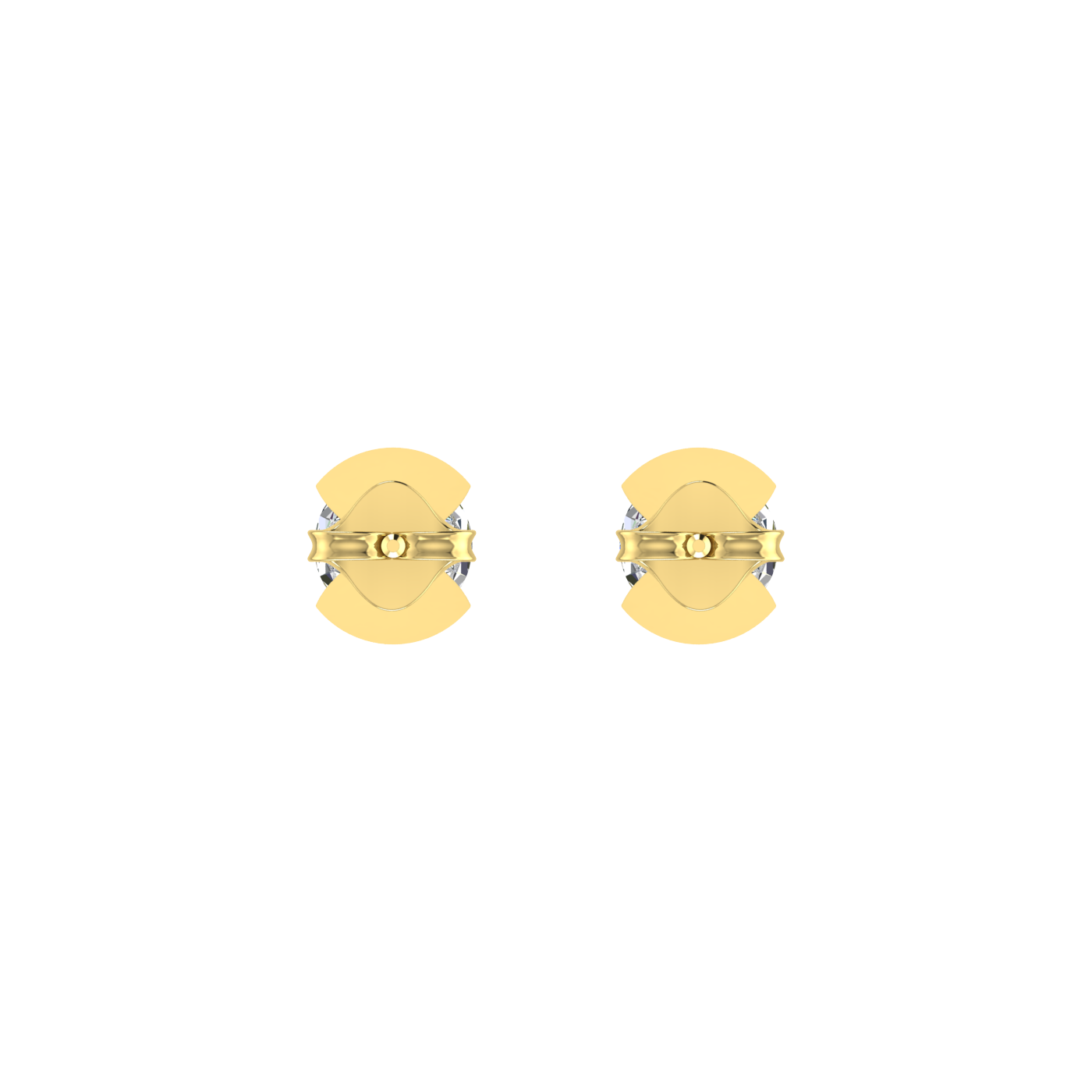 Semi bezel set Round Earrings