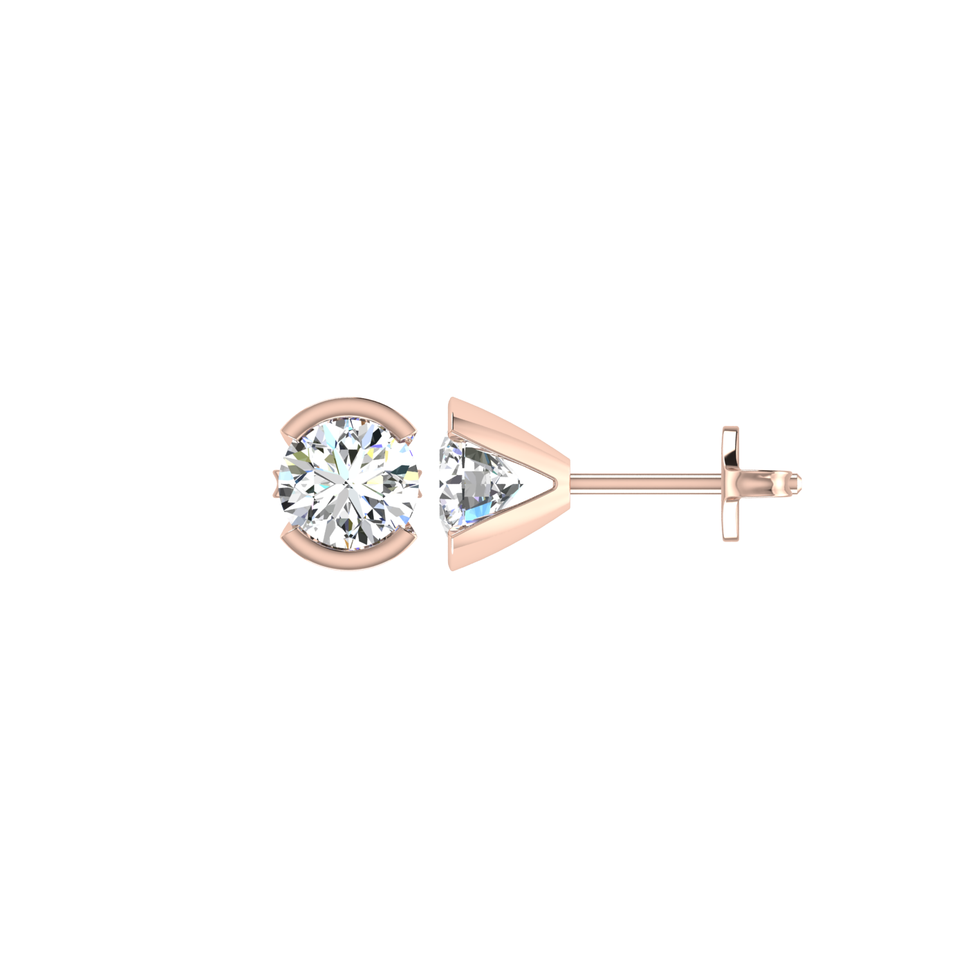 Semi bezel set Round Earrings