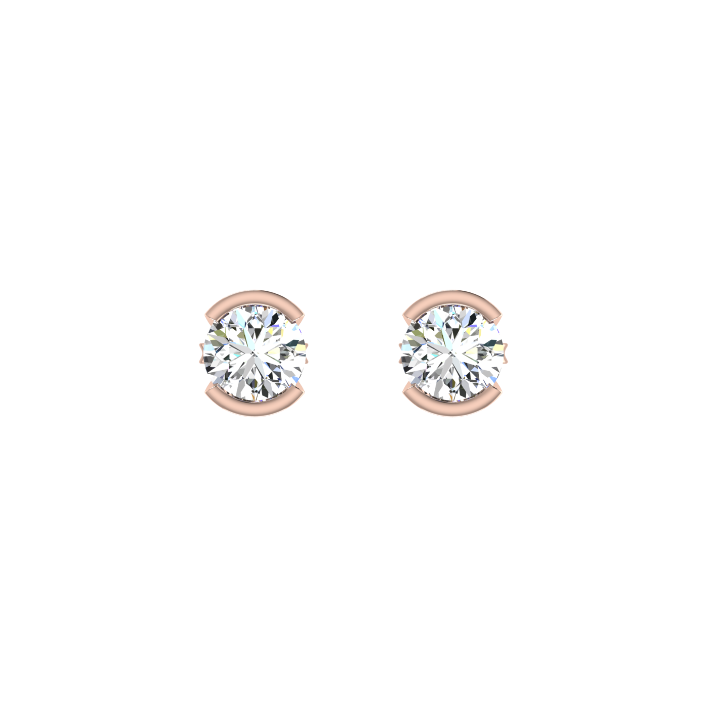 Semi bezel set Round Earrings
