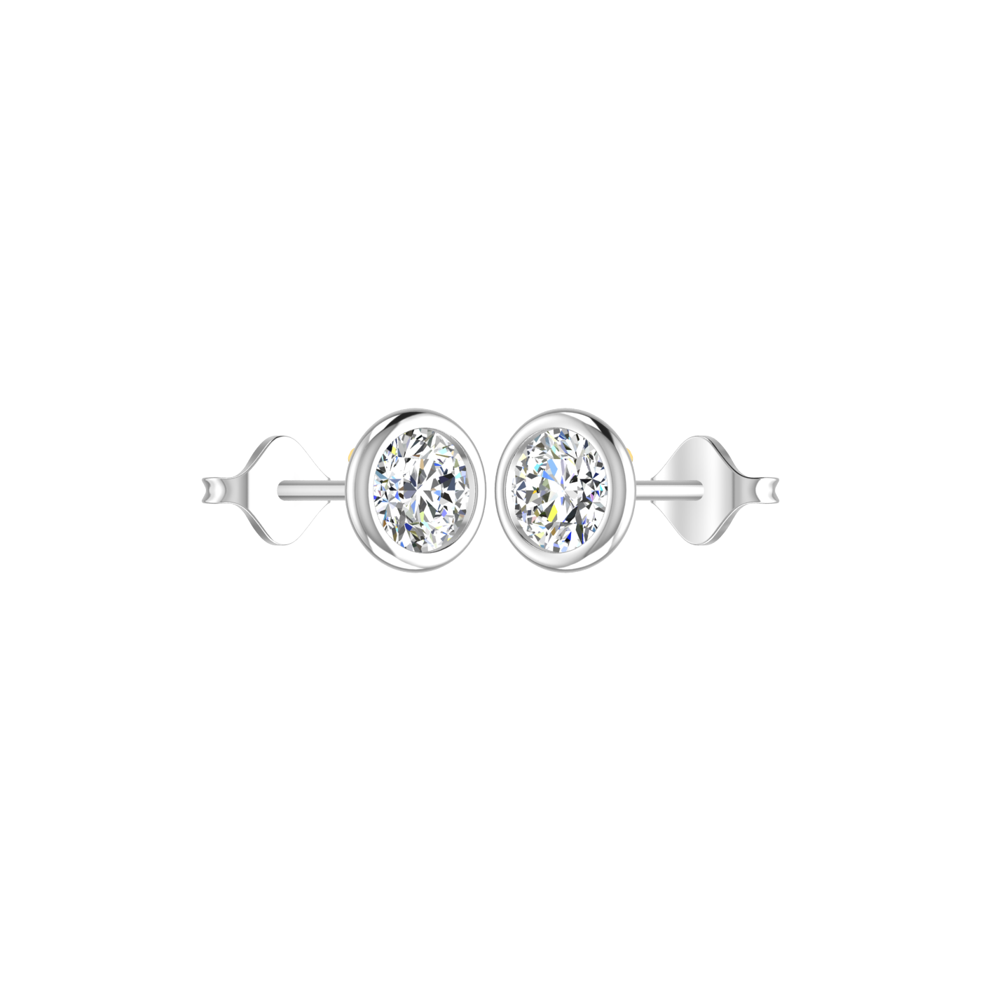 Round Earrings in Bezel Setting