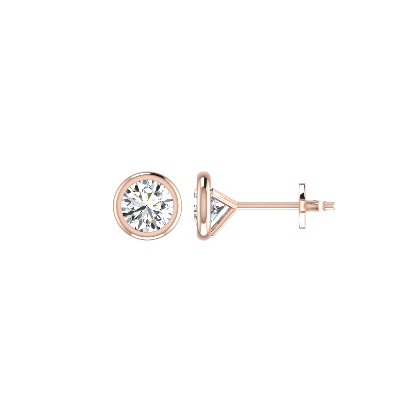 Round Earrings in Bezel Setting
