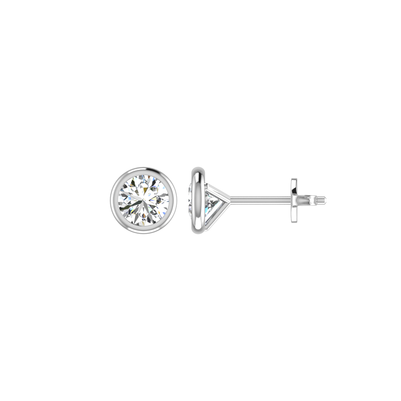 Round Earrings in Bezel Setting