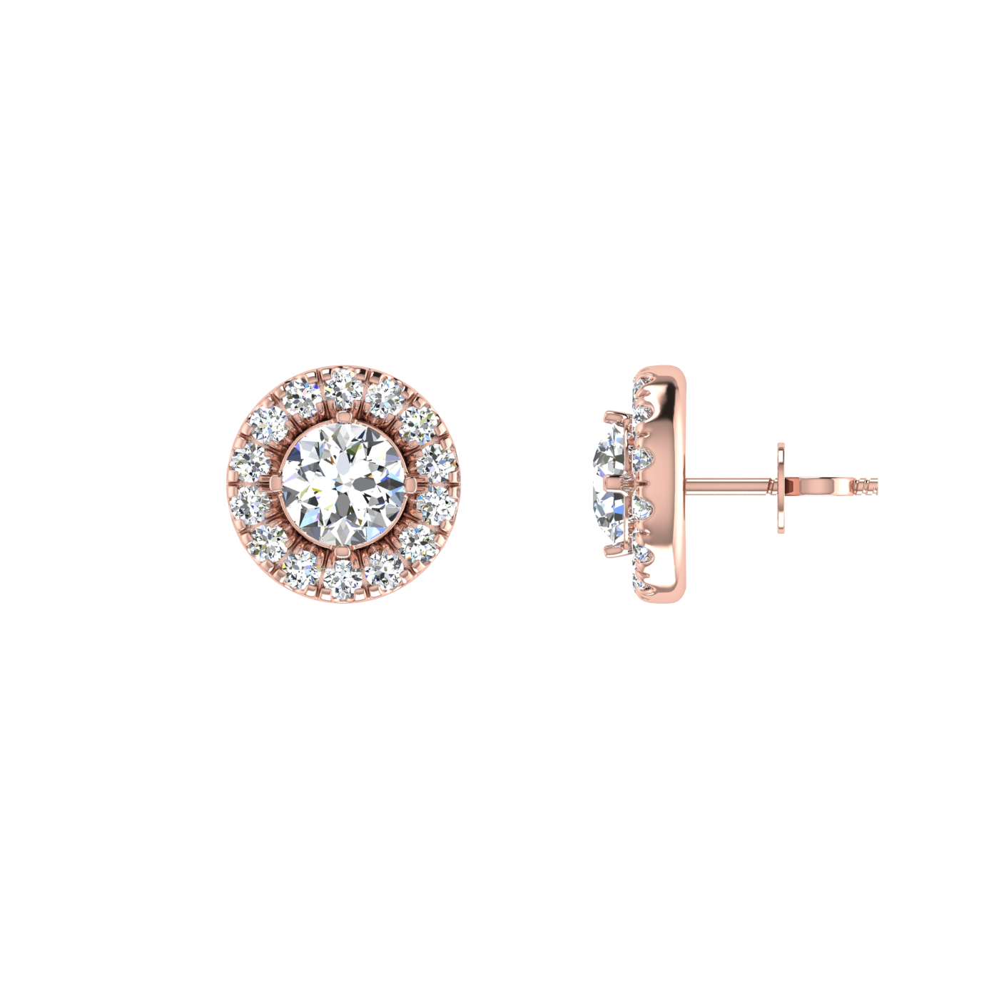 Round 0.50 ct Earrings with Halo
