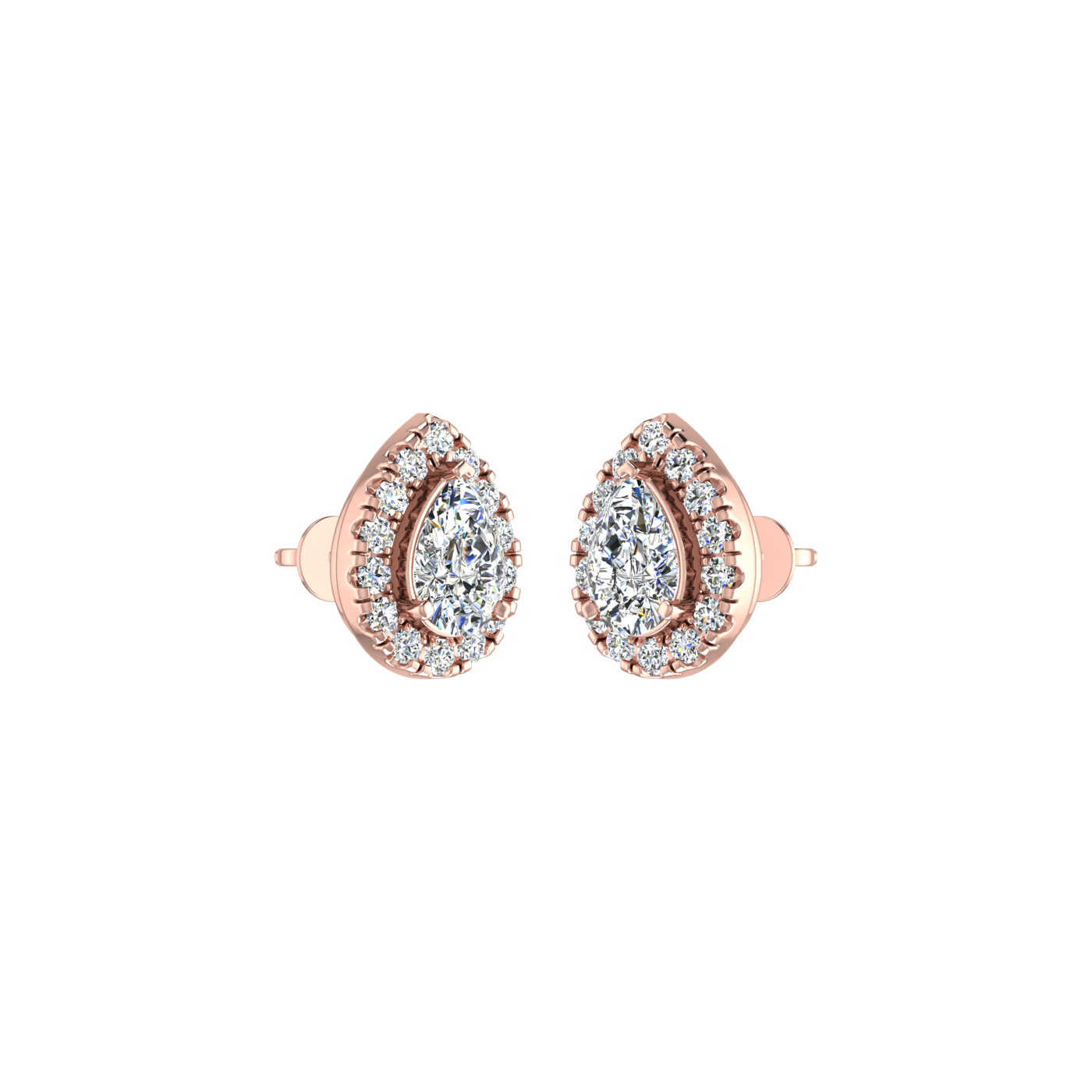 Pear Earrings with Halo
