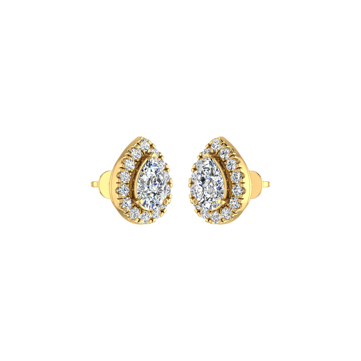 Pear Earrings with Halo