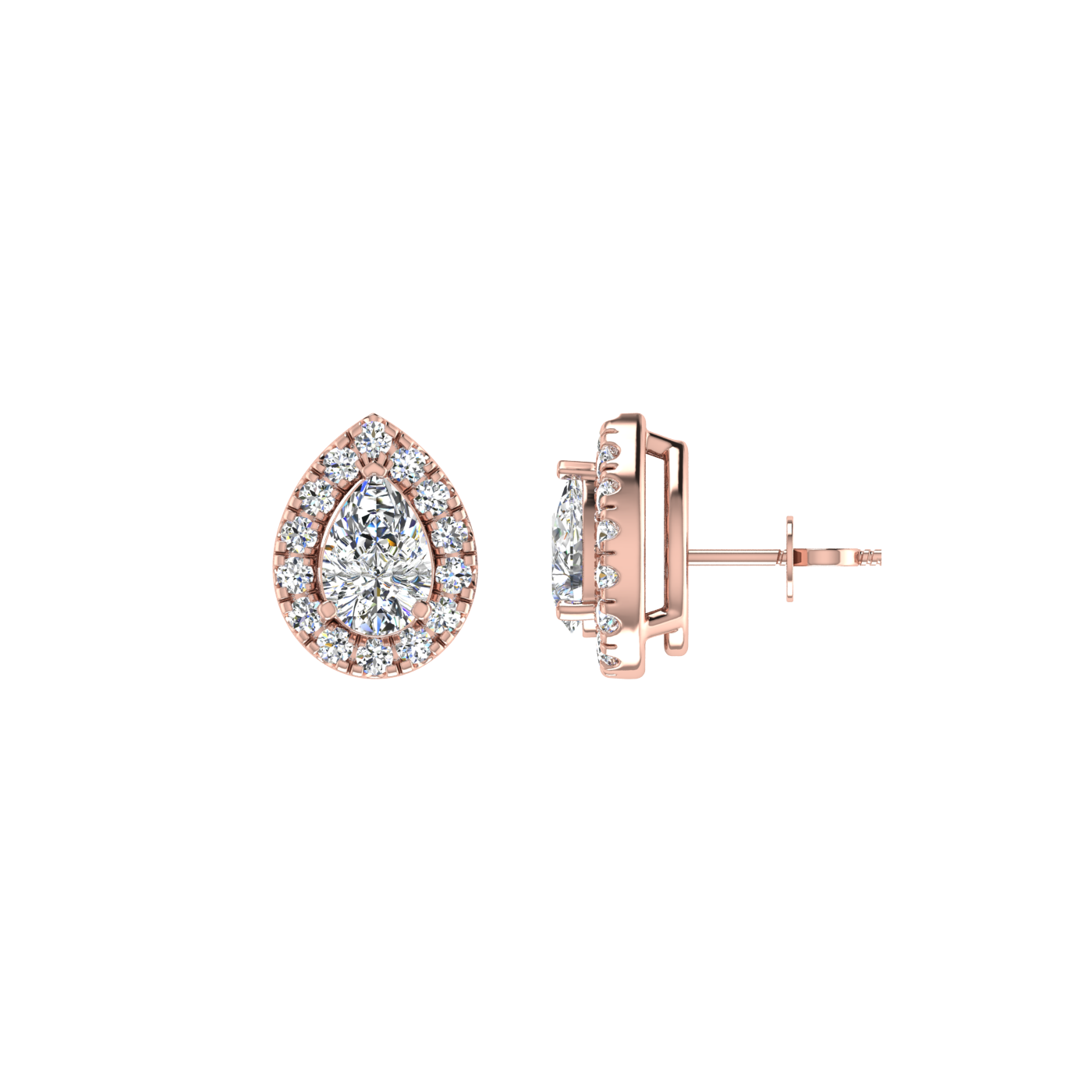 Pear Earrings with Halo