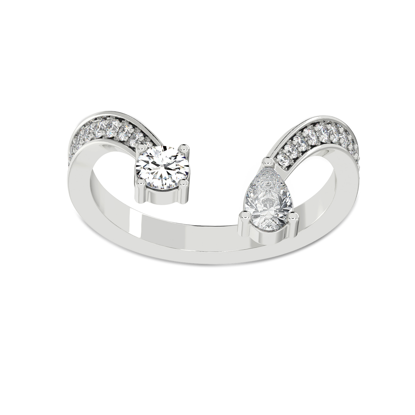 Dual Solitaire Ring in Pave Setting