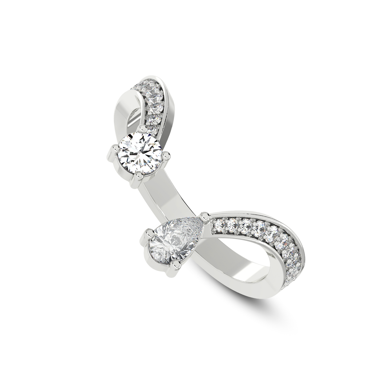 Dual Solitaire Ring in Pave Setting