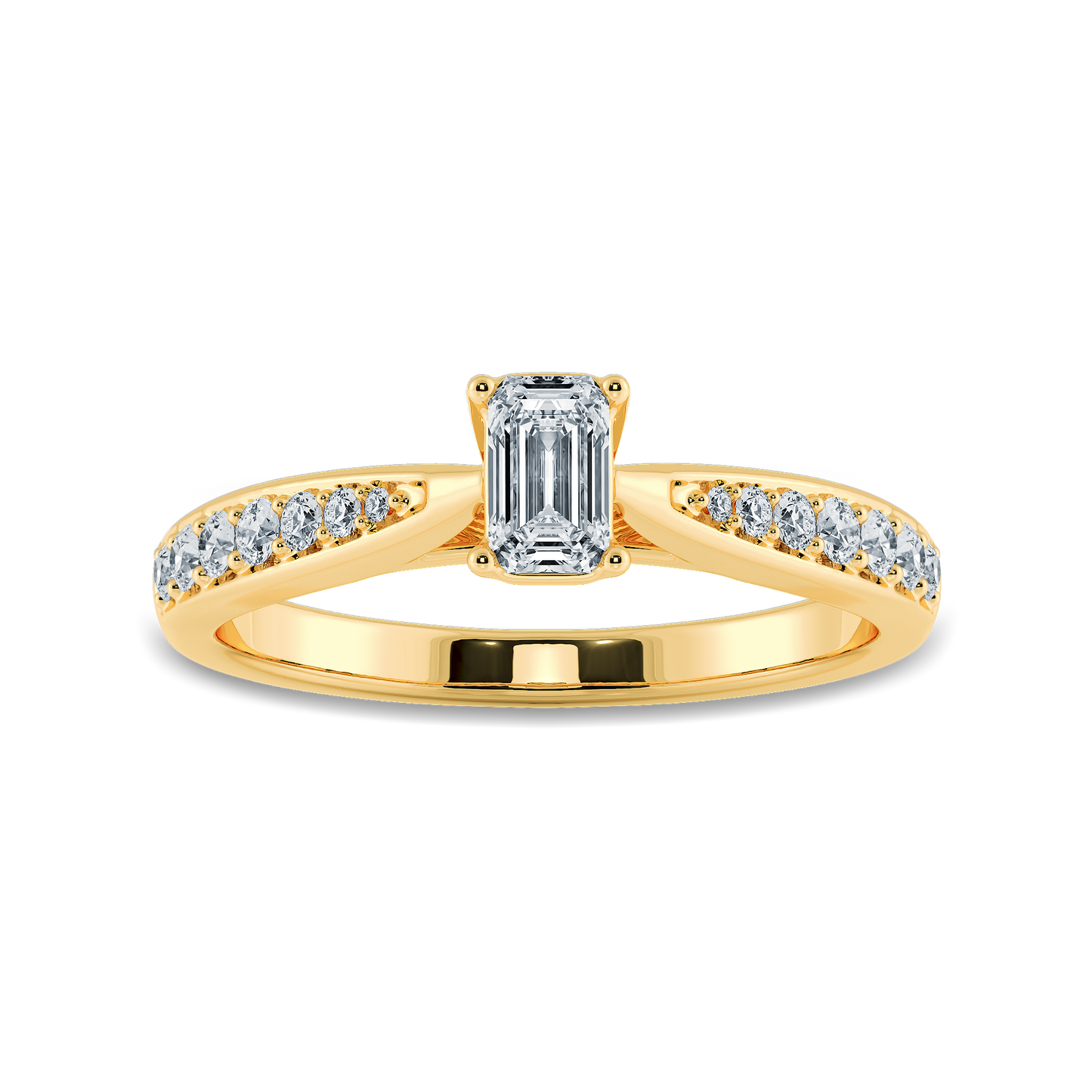 Emerald Soitaire Ring with Tapered Shank