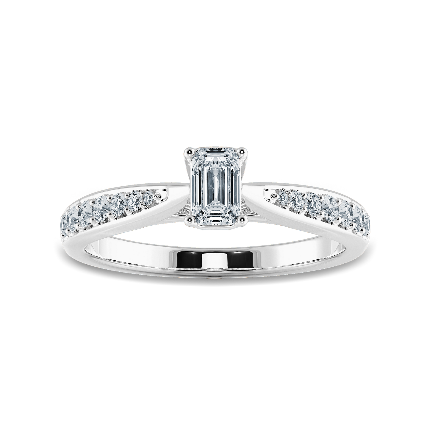 Emerald Soitaire Ring with Tapered Shank