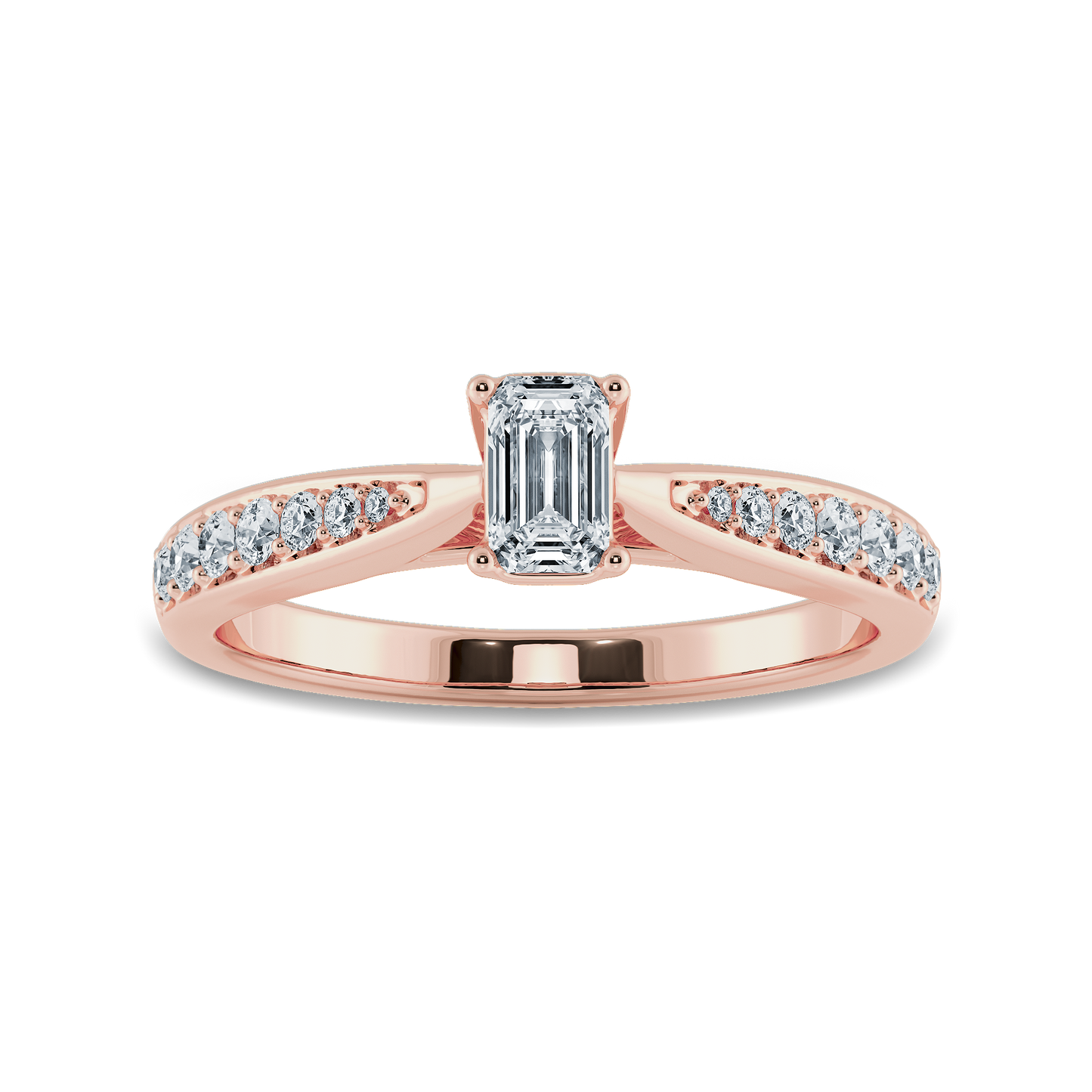 Emerald Soitaire Ring with Tapered Shank