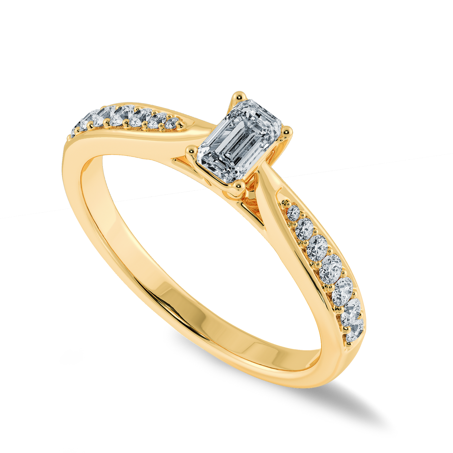 Emerald Soitaire Ring with Tapered Shank