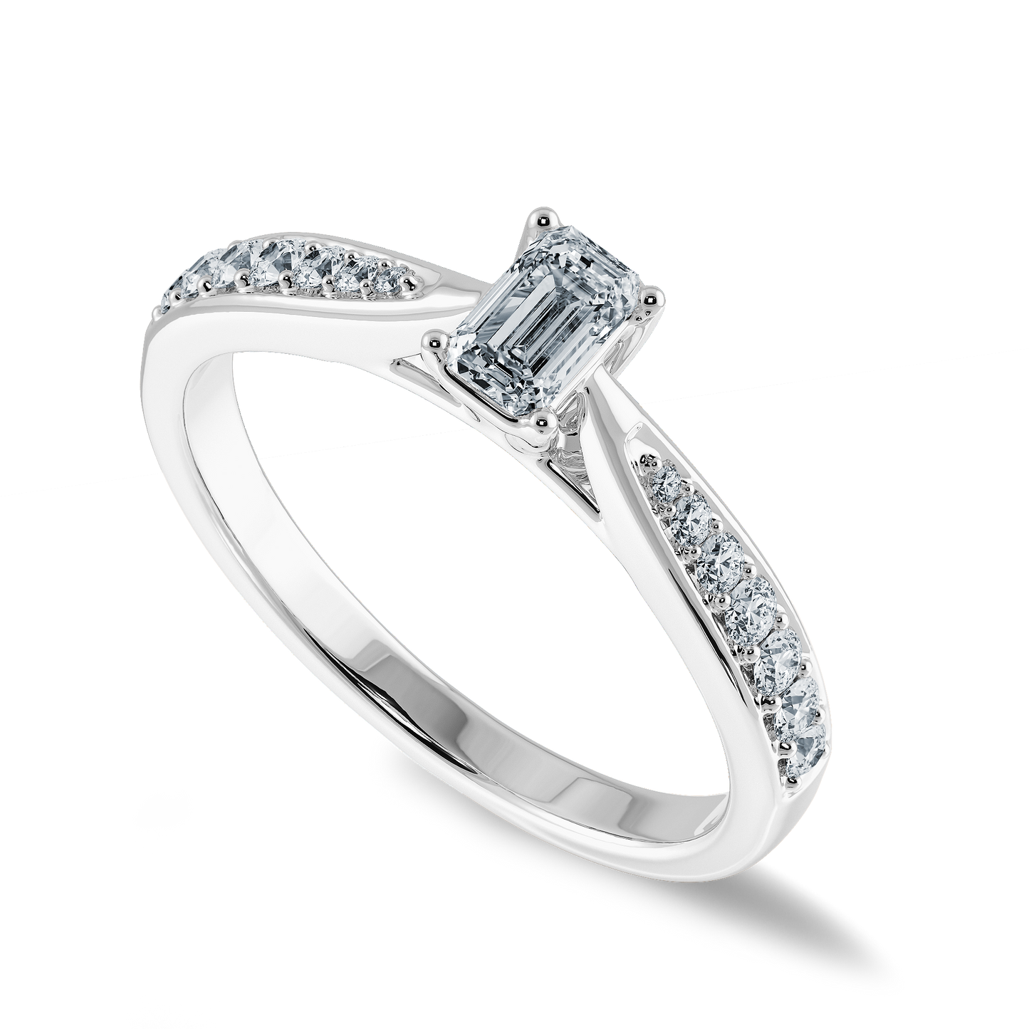 Emerald Soitaire Ring with Tapered Shank