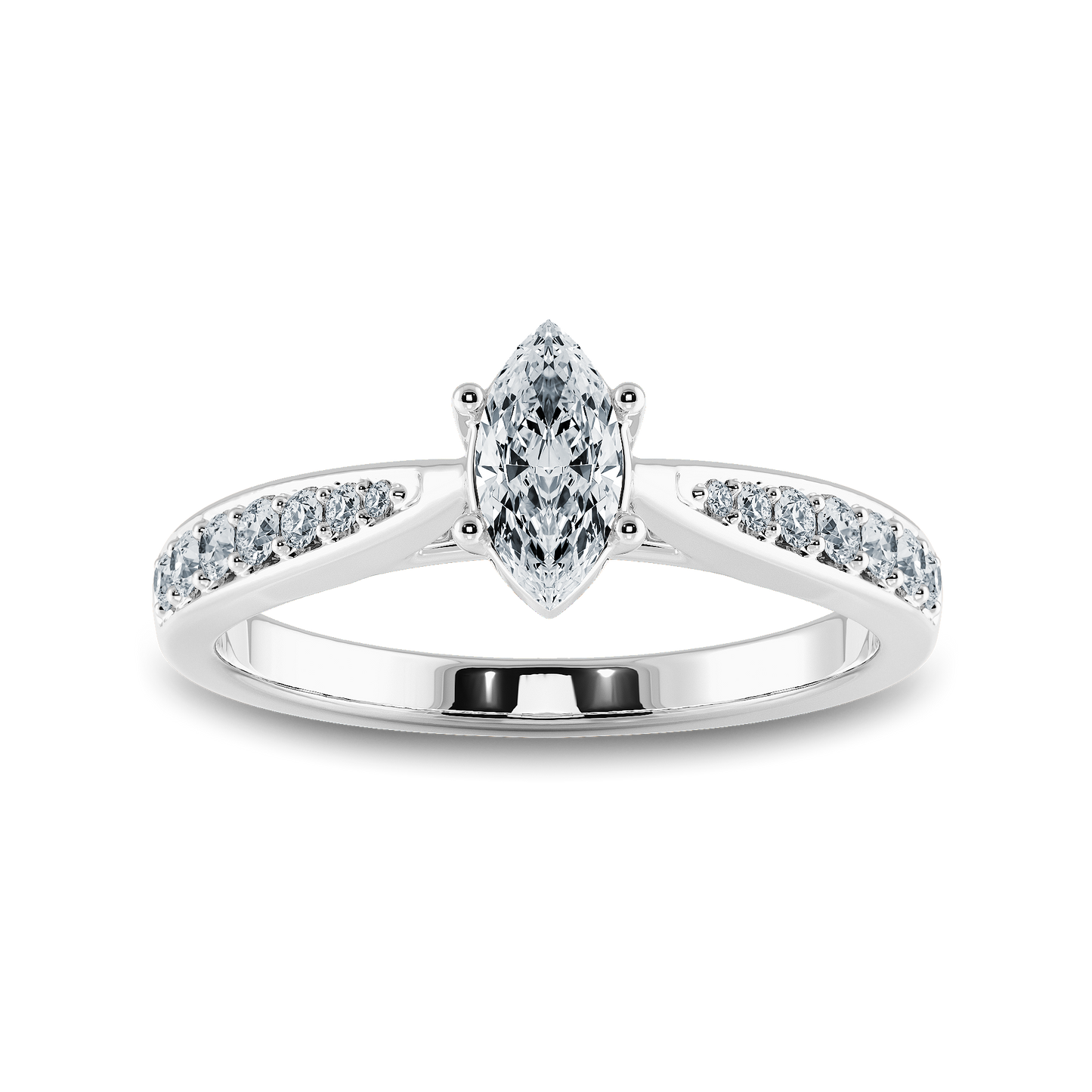 Marquise Soitaire Ring with Tapered Shank