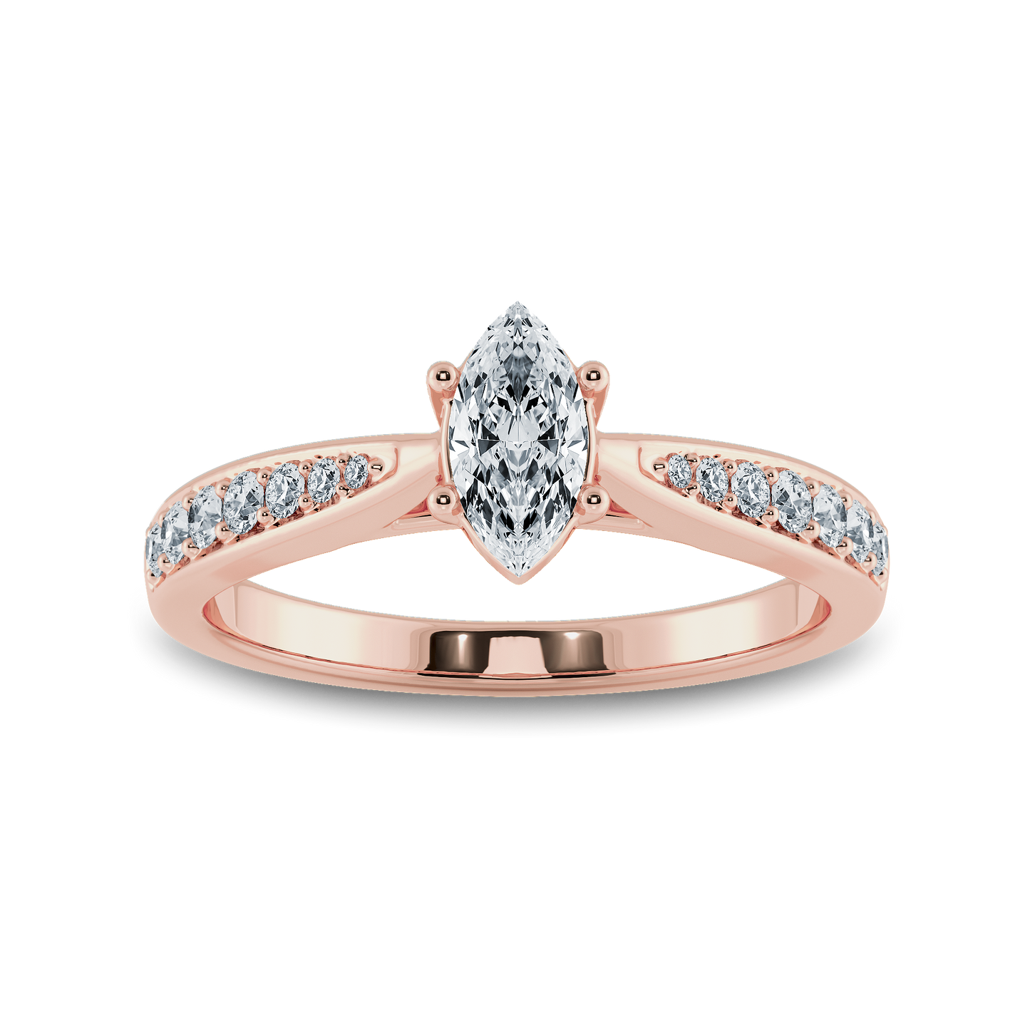 Marquise Soitaire Ring with Tapered Shank