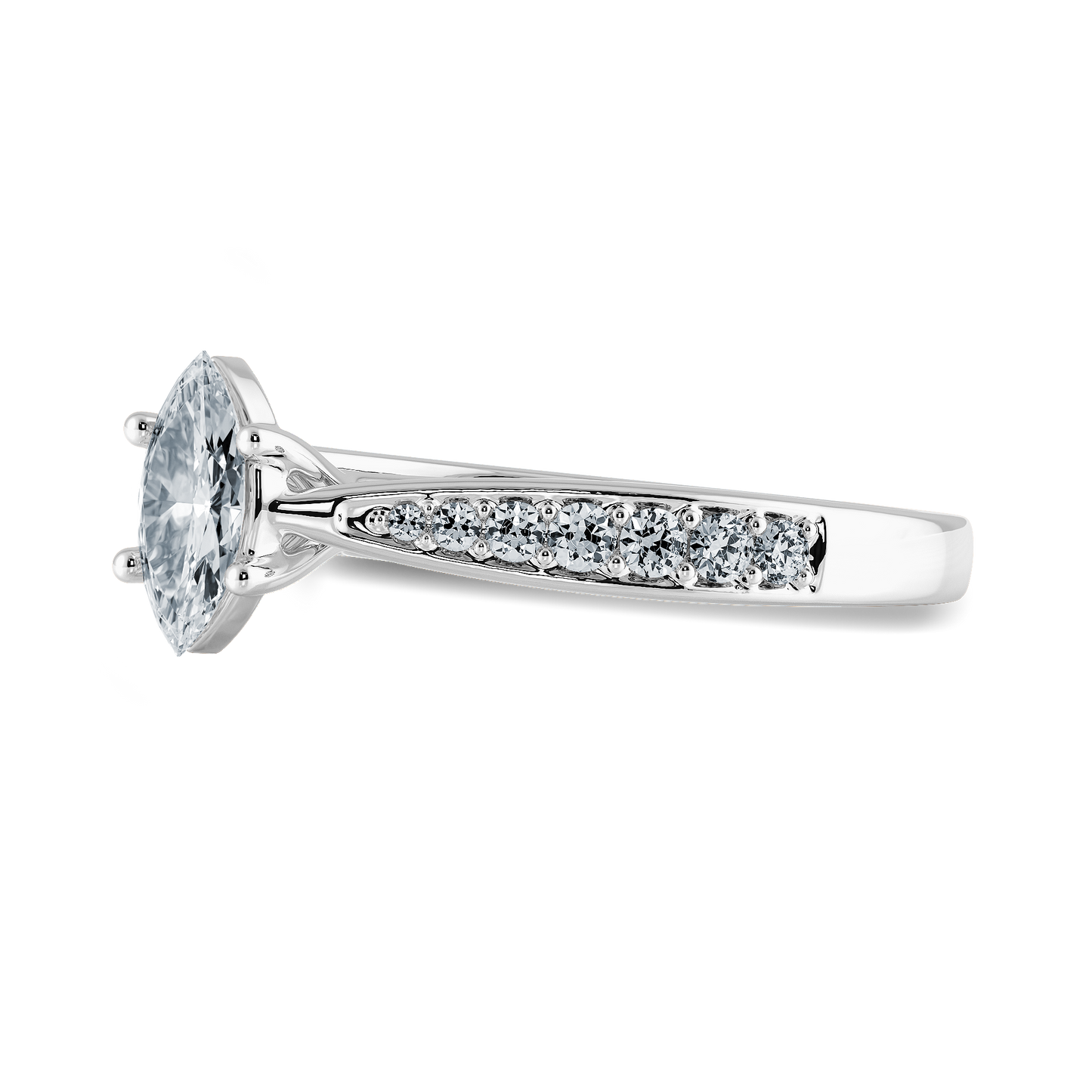 Marquise Soitaire Ring with Tapered Shank