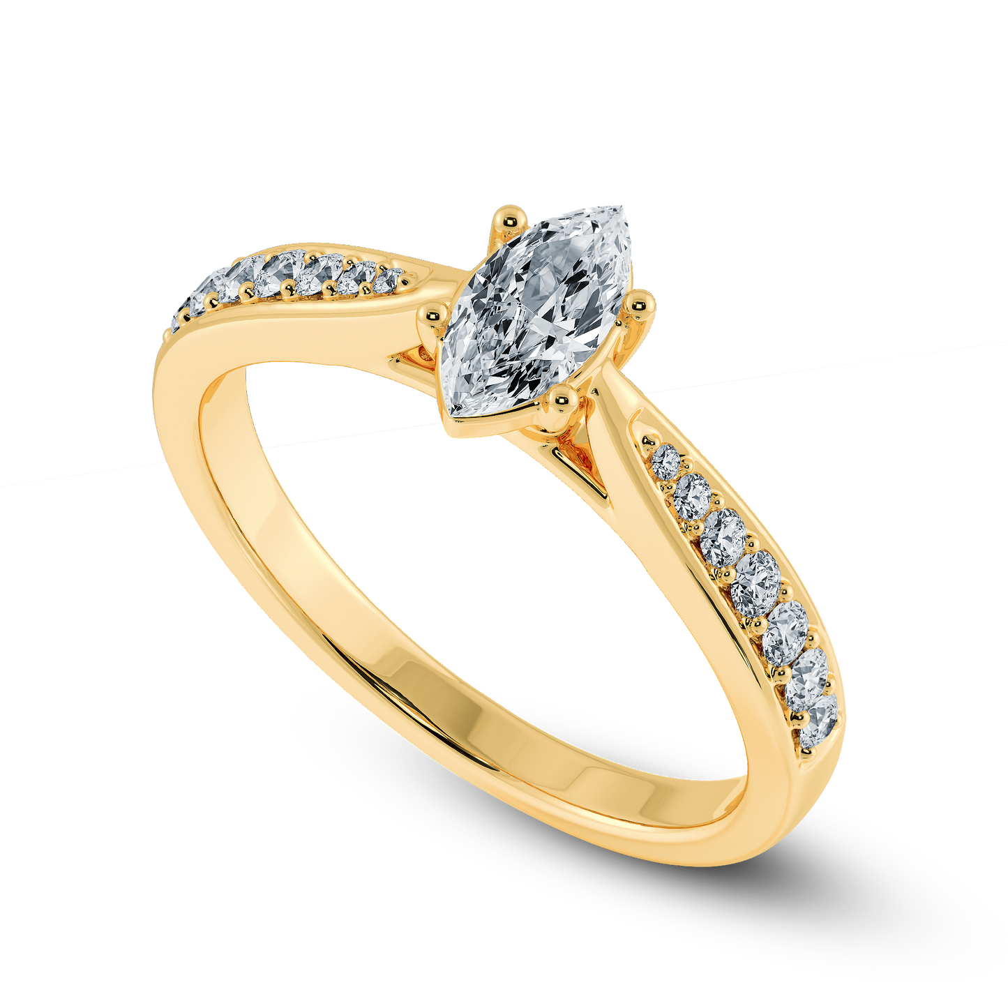 Marquise Soitaire Ring with Tapered Shank