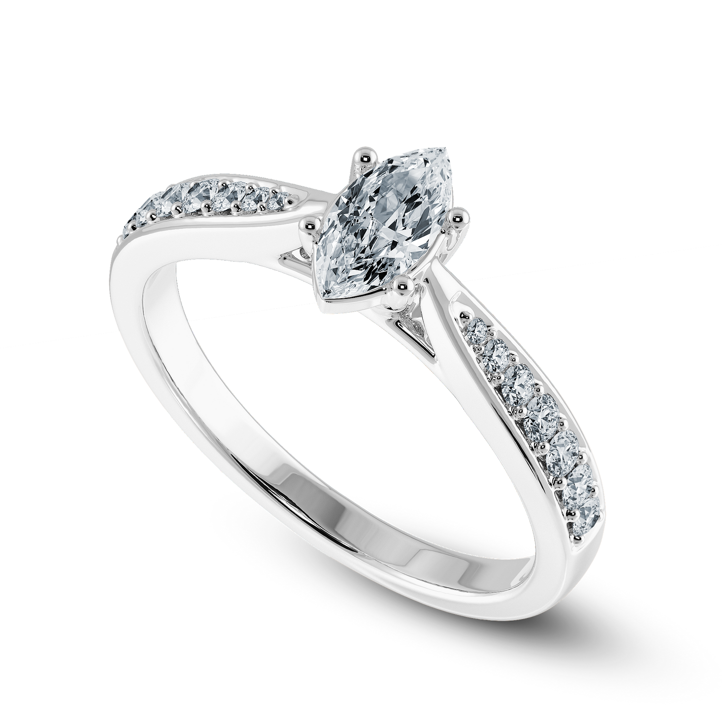 Marquise Soitaire Ring with Tapered Shank