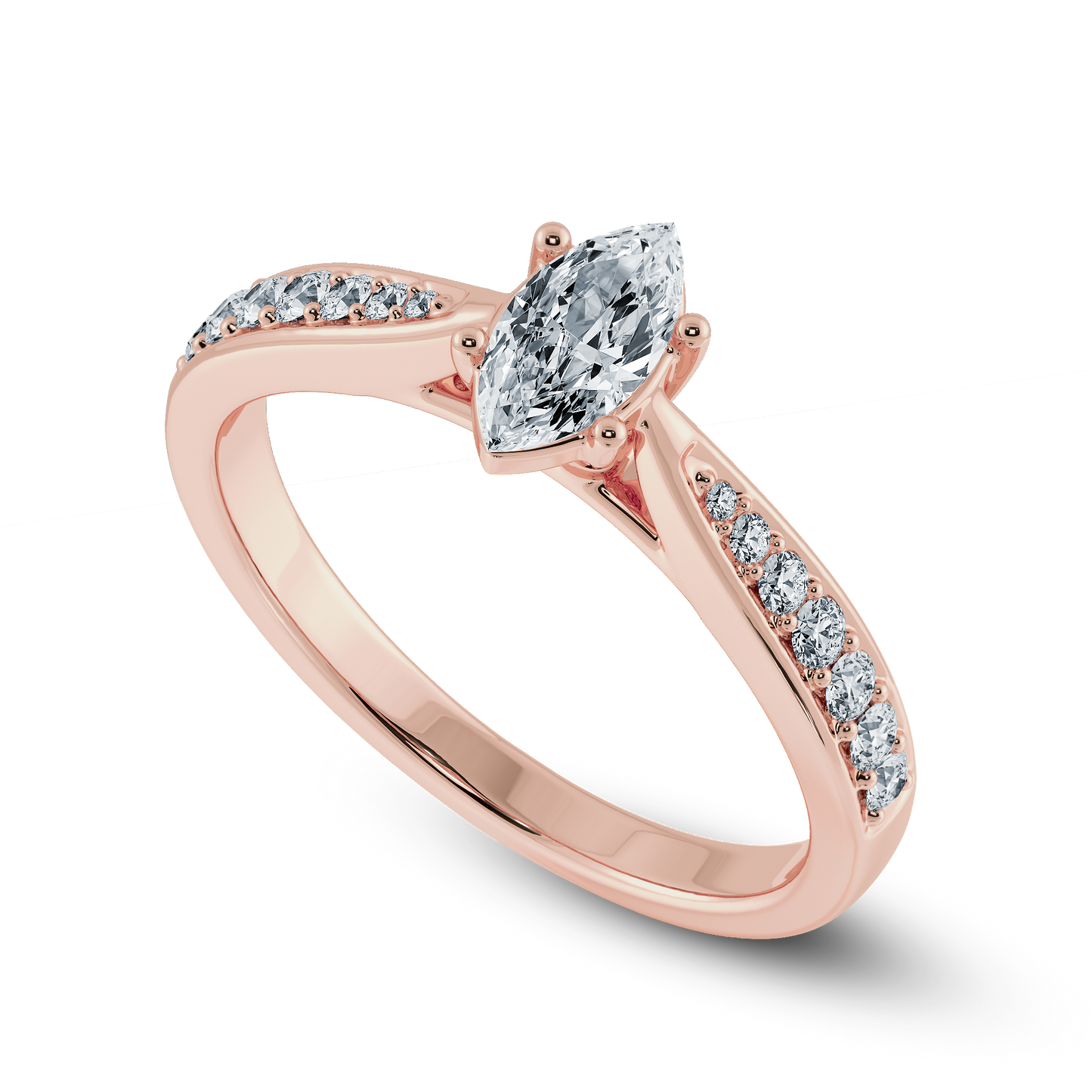 Marquise Soitaire Ring with Tapered Shank