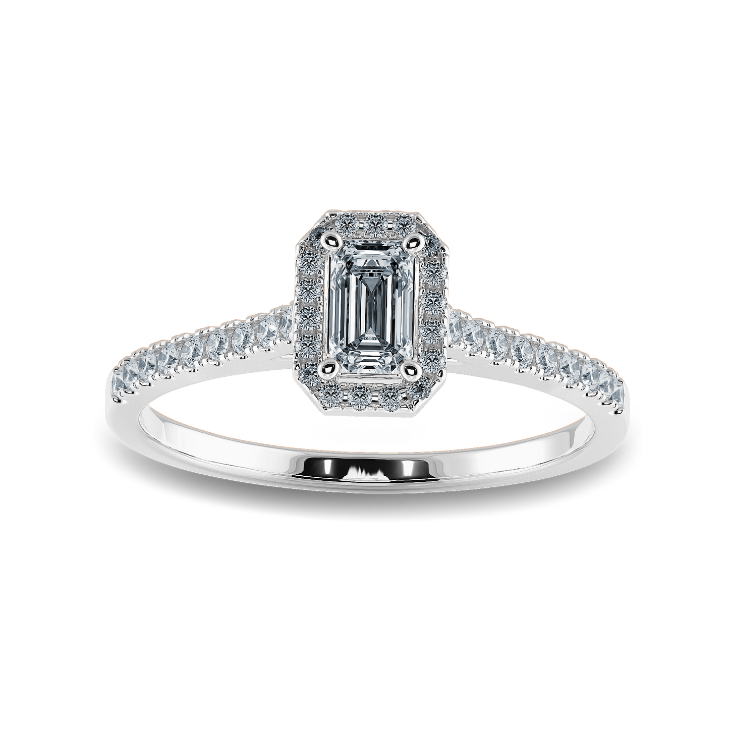 0.50 ct Emerald Ring in Pave Halo Setting