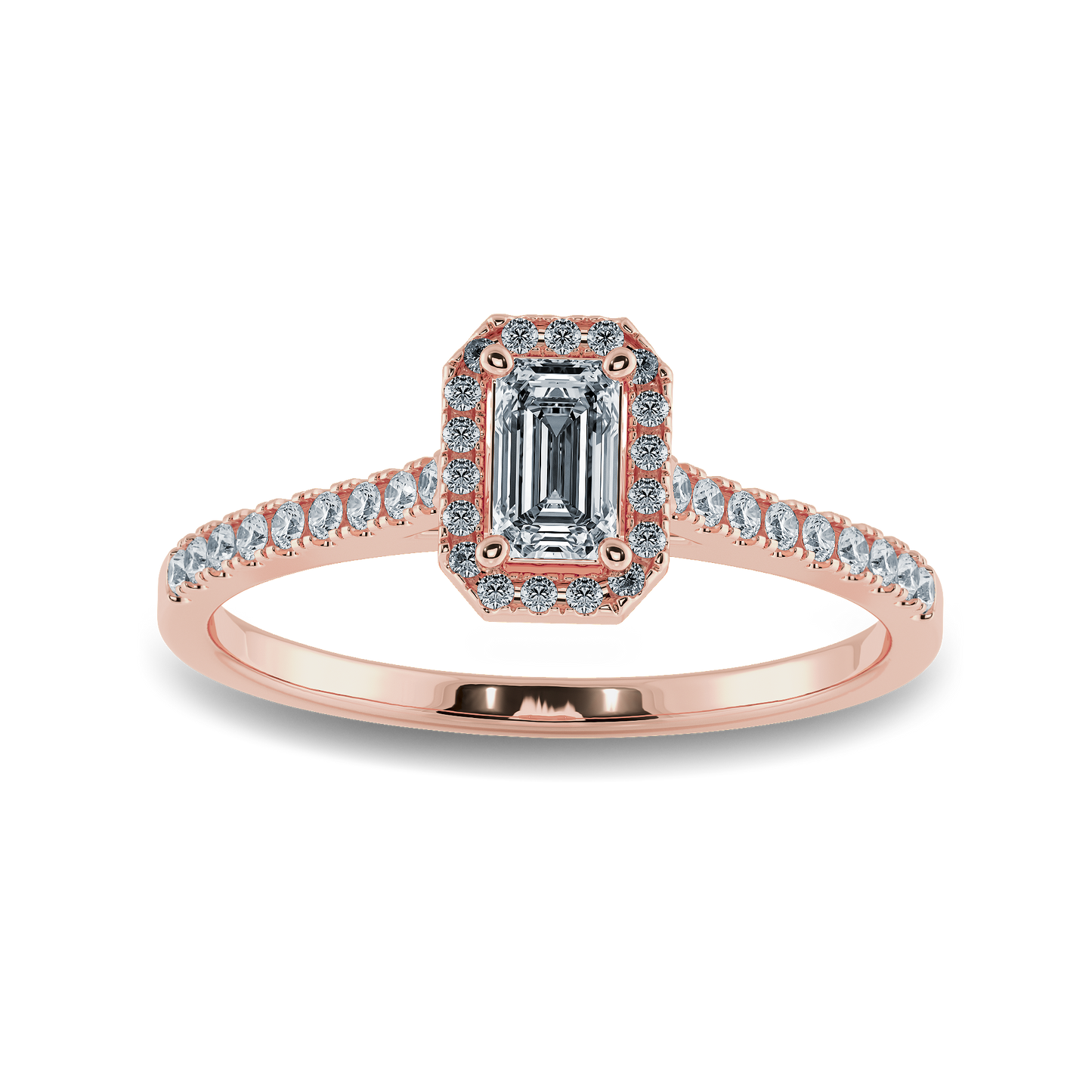 0.50 ct Emerald Ring in Pave Halo Setting