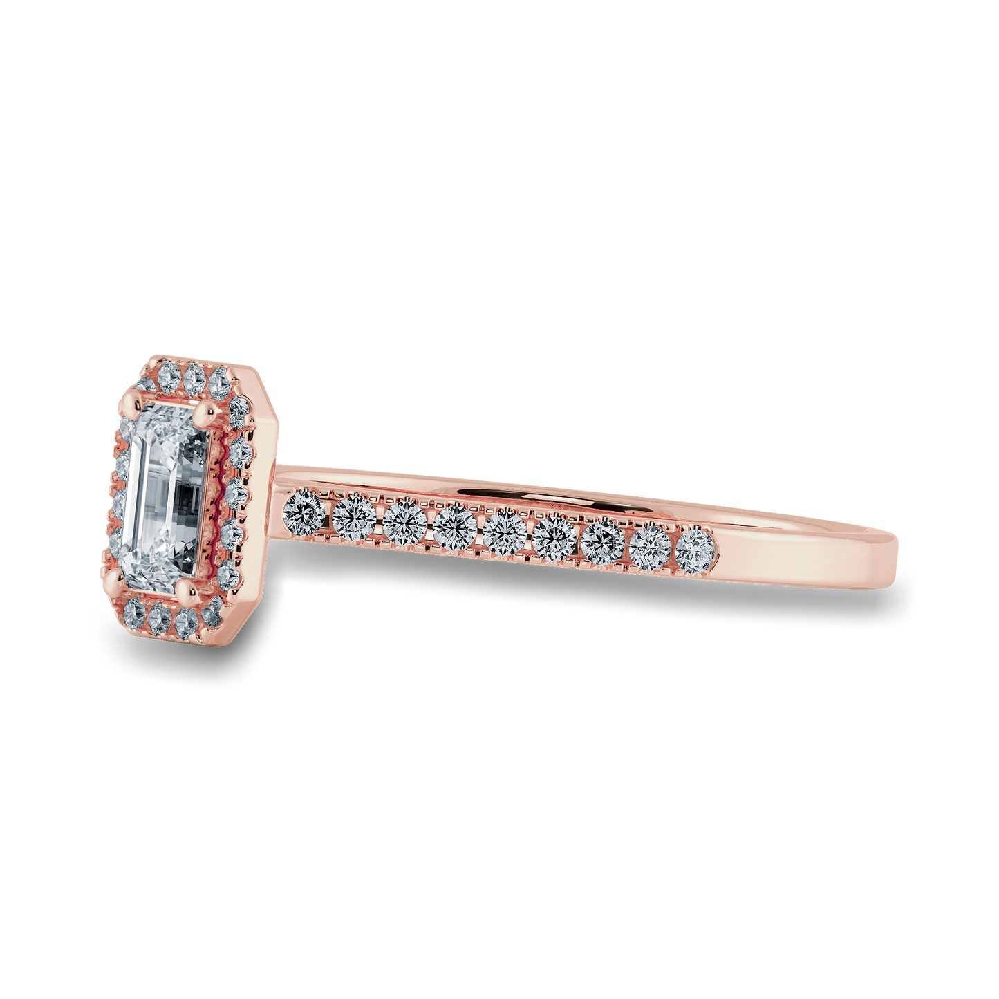 0.50 ct Emerald Ring in Pave Halo Setting