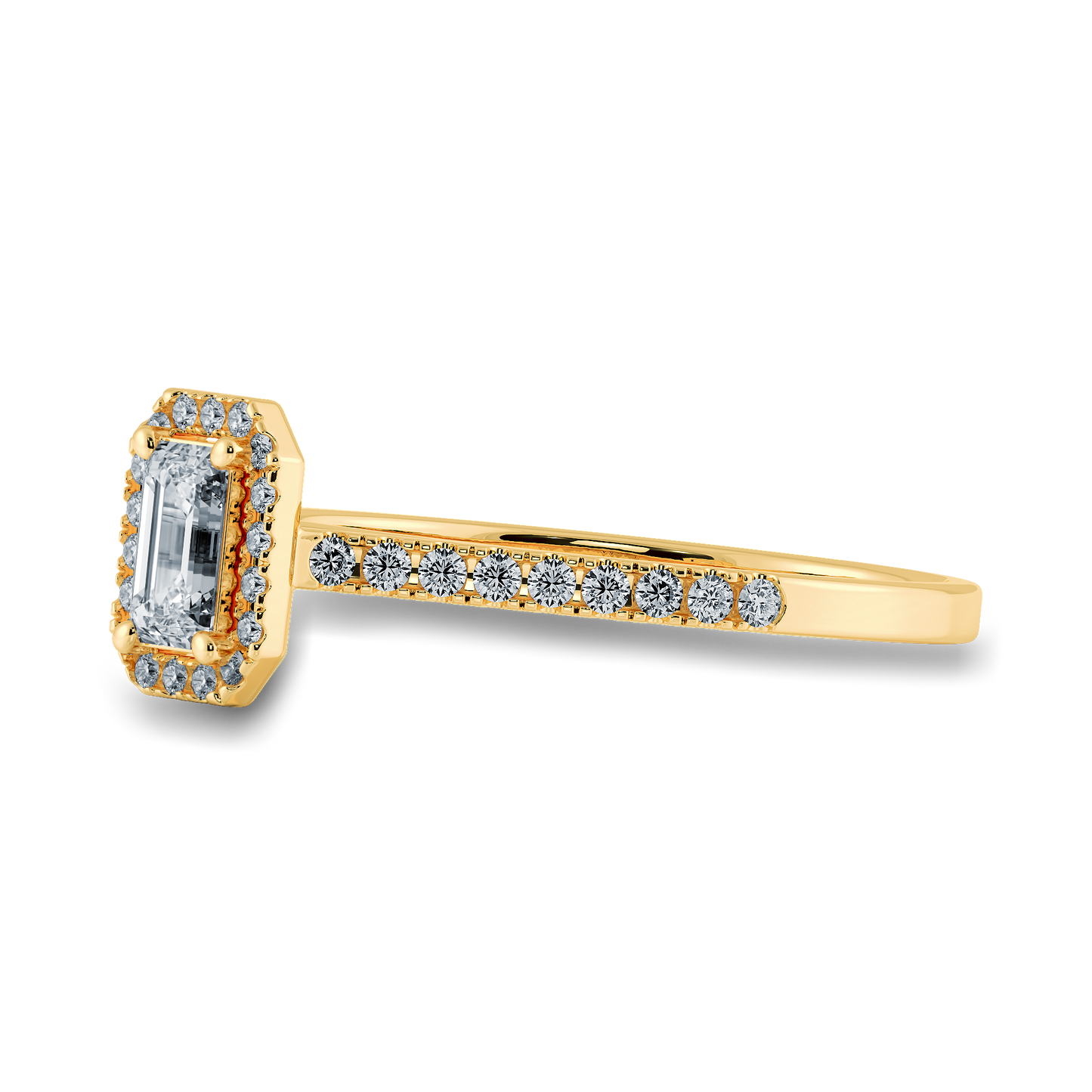 0.50 ct Emerald Ring in Pave Halo Setting
