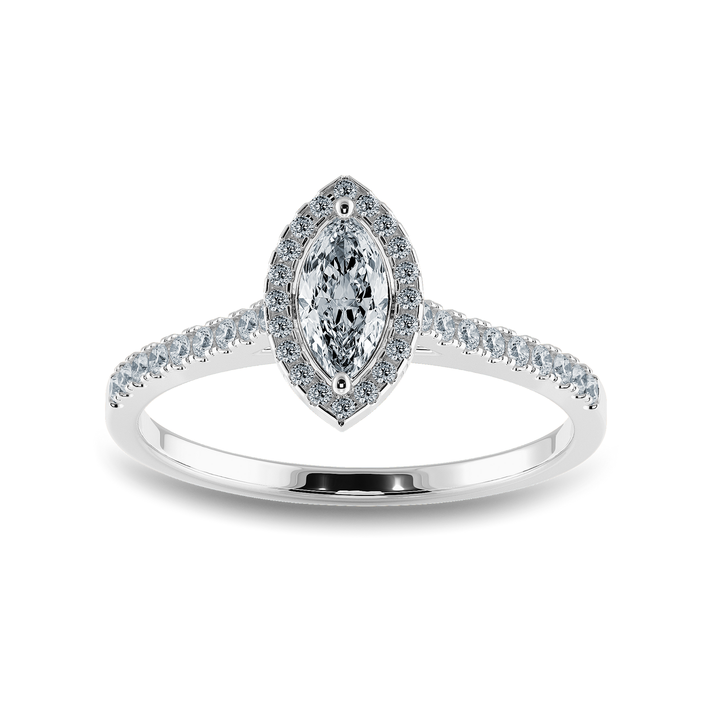 Marquise Soitaire Ring in Halo Pave Setting