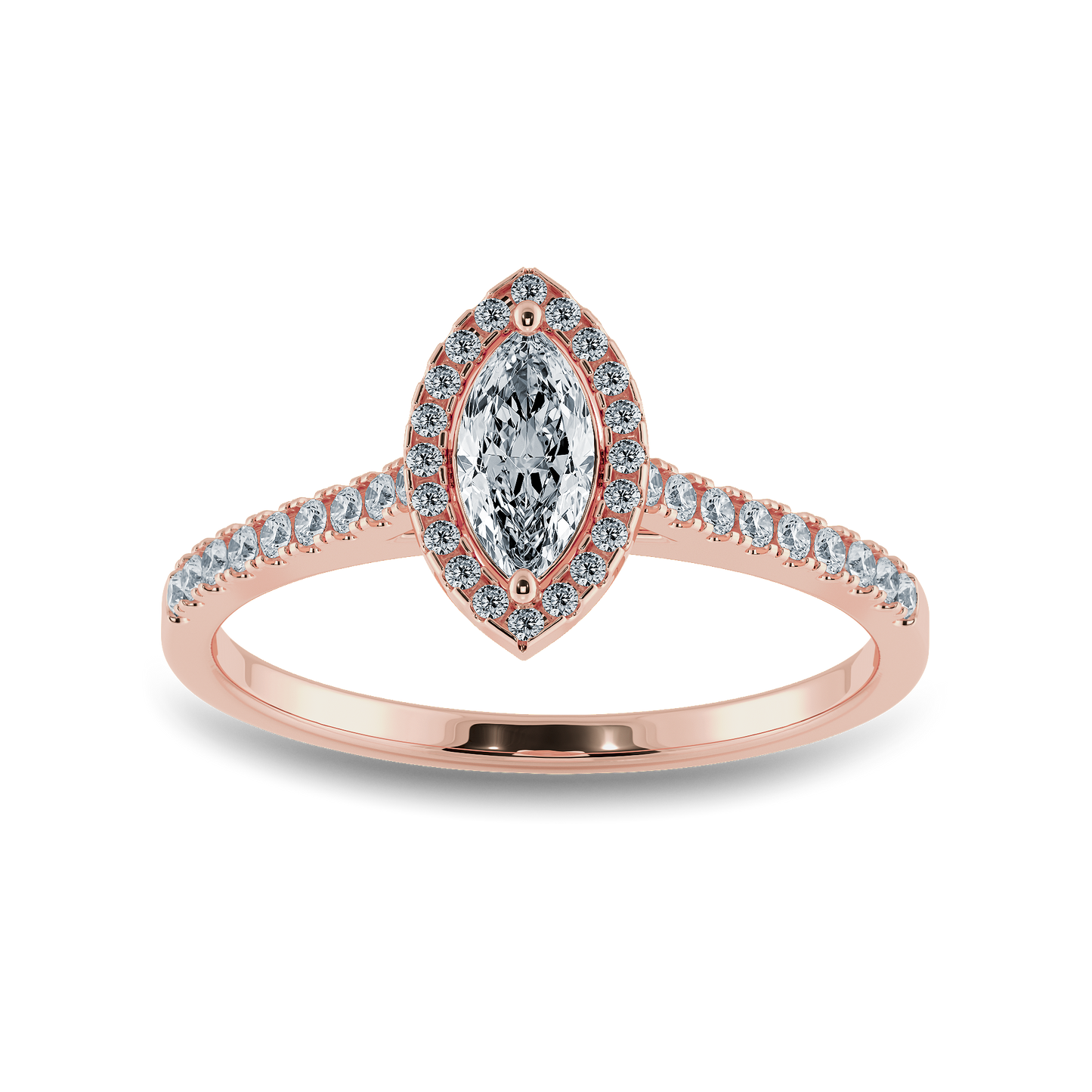 Marquise Soitaire Ring in Halo Pave Setting