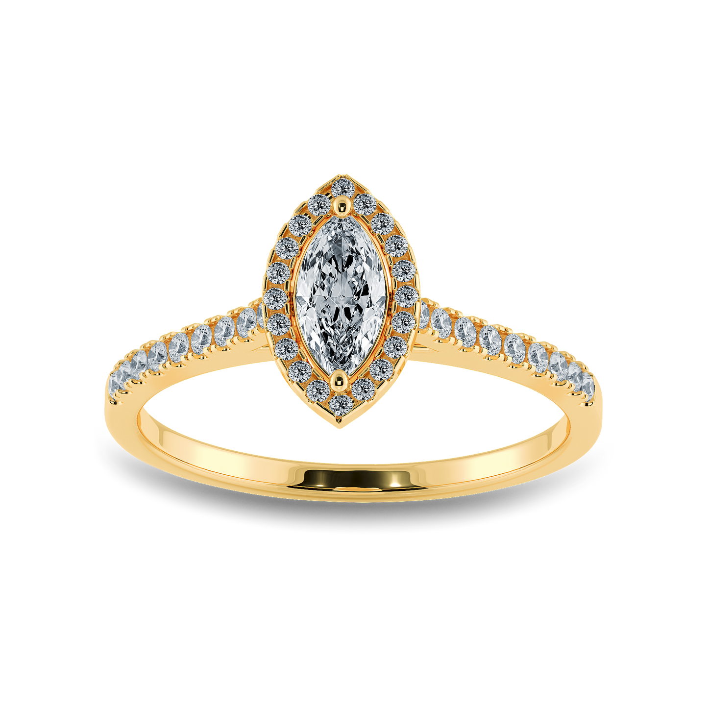 Marquise Soitaire Ring in Halo Pave Setting
