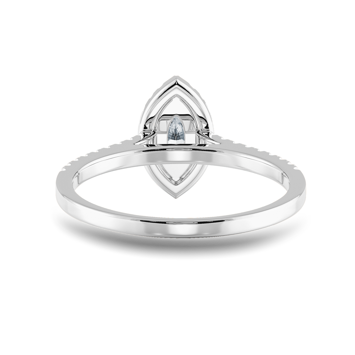 Marquise Soitaire Ring in Halo Pave Setting