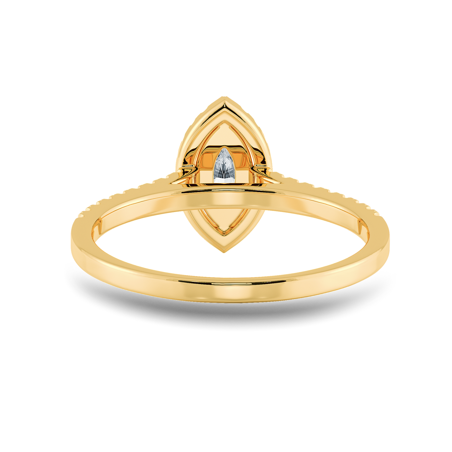 Marquise Soitaire Ring in Halo Pave Setting