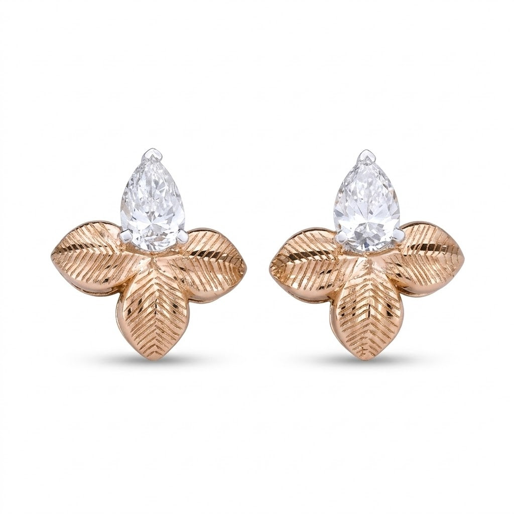 Pear Petal Stud Earrings