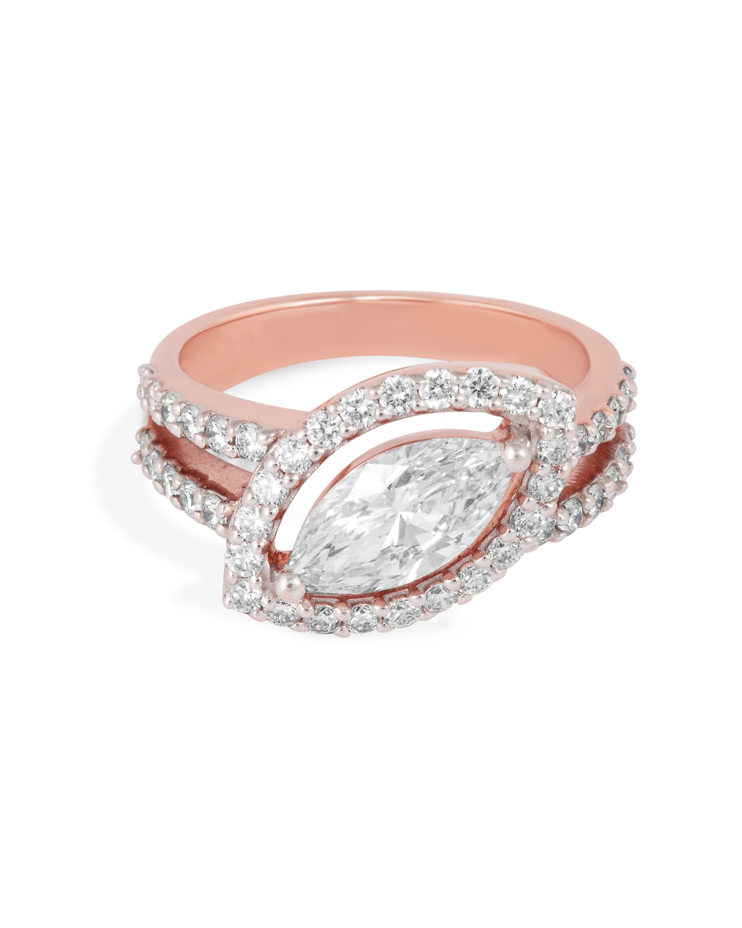 Marquise Ring in Halo Pave Setting (1.00 ct)