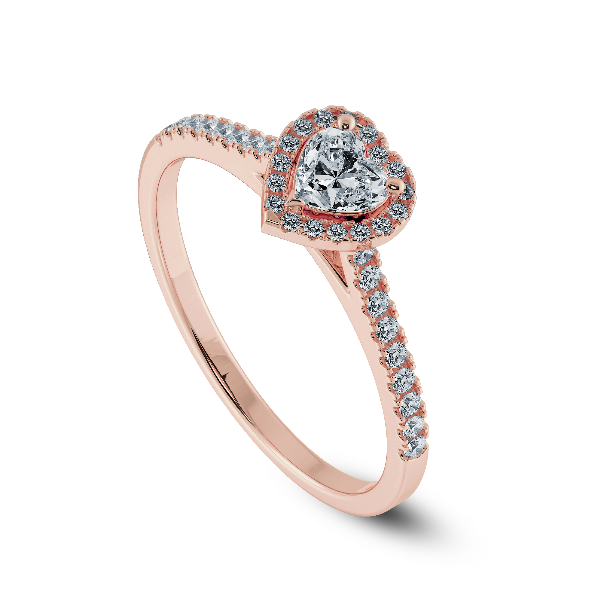 Heart Ring in Halo Pave Setting