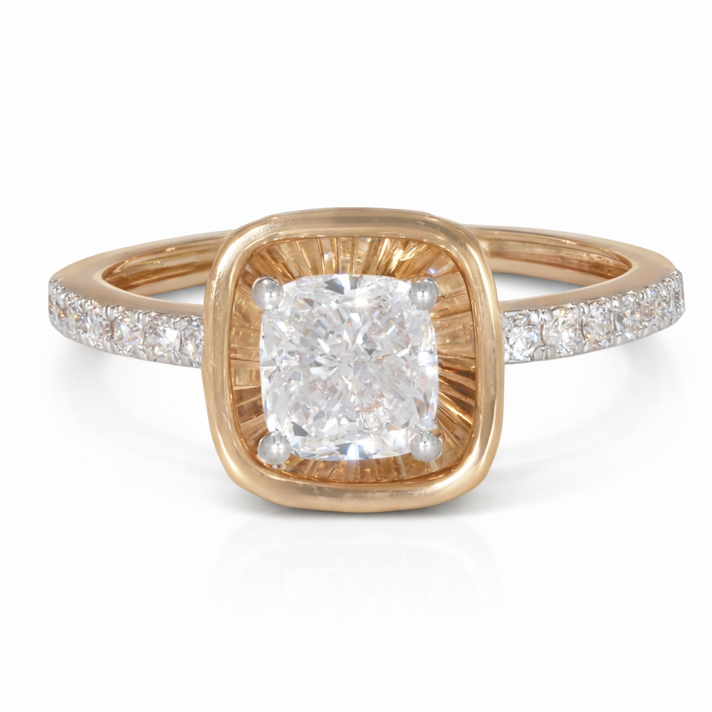Cushion sunrays Ring