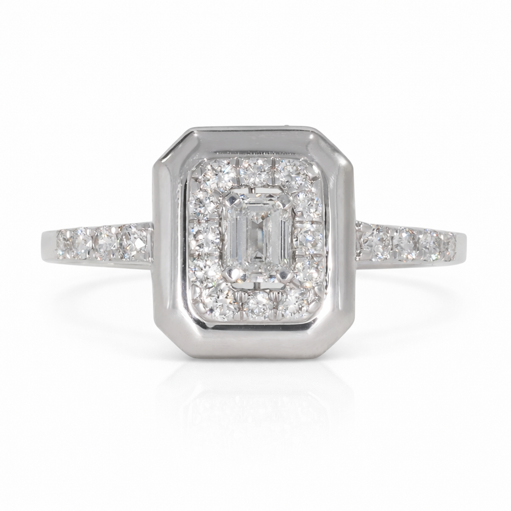 Emerald Halo Ring